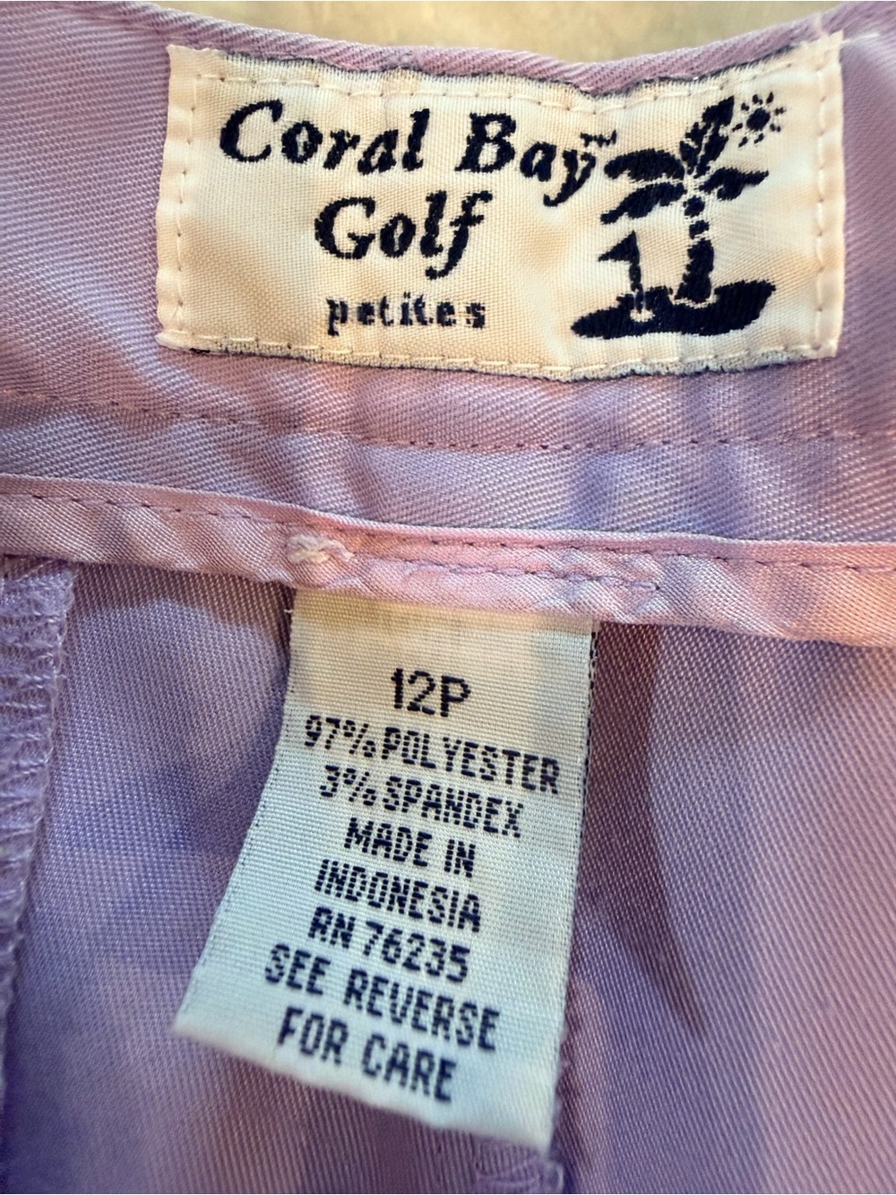 Coral Bay Golf Lavender Shorts Petite 12P Stretch Casual Golf Shorts